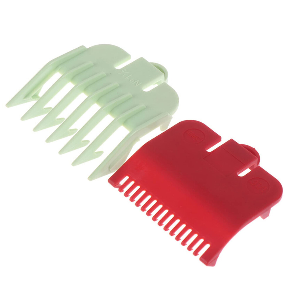 Green/Red 2 Pcs Hair Clipper Guard Set And Colorcoded Guide Comb For Even Home Haircuts