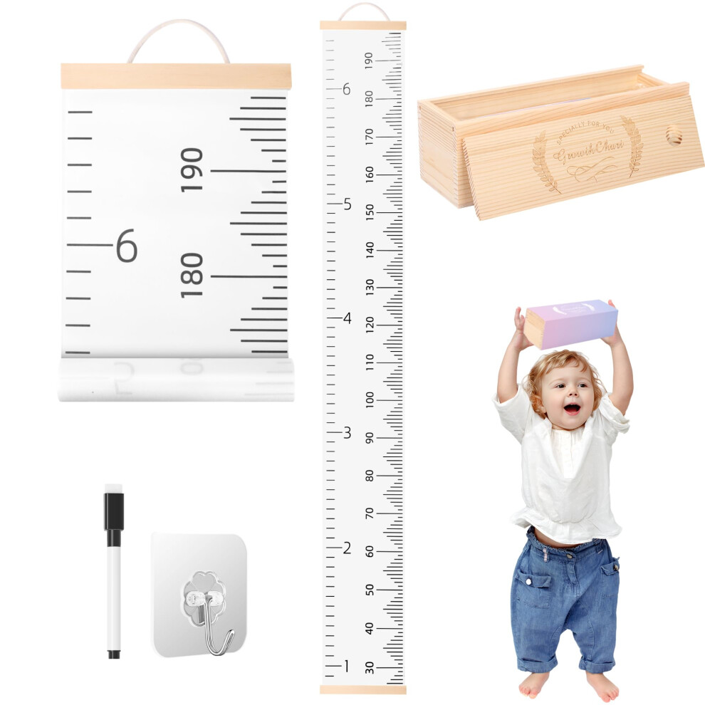 Kids Growth Chart Height Ruler for Wall with Keepsake Box, Baby to Teen Accurate Height Tracker