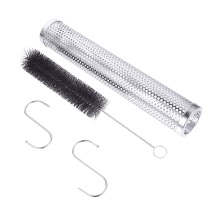 Smoker Tube Barbecue Hook Brush: Cold Hot Steel Pellet Tube for Electric Gas Charcoal Grill Supplies