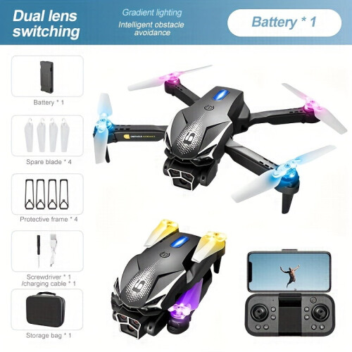 LU600 Drone with Customizable Lights, Brushless Motor, Dual Camera & Adjustable Front Camera - Compatible with Beginners