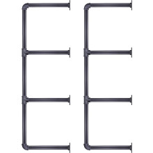 Industrial Wall Mount Iron Pipe Shelf, DIY 5-Tier Floating Shelves for Kitchen, Bathroom, Bedroom & Living Room (Hardware Only, 2 Pcs)