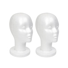 TG White Foam Mannequin Head Display, Styrofoam Wig Head (2-pack)