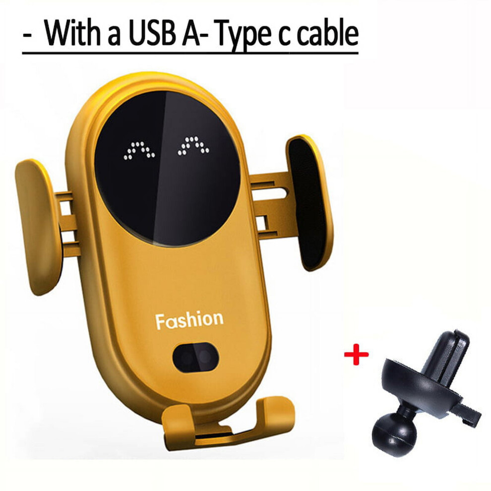 Auto Clamping 10W Wireless Fast Charger Car Mount With Infrared Sensor, Qi-Compatible, Universal Phone Holder For Dashboard, Windshield, Vents - 9170372820290