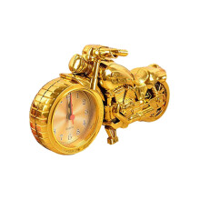 Vintage Motorcycle Alarm Clock with Quartz Movement for Bedroom or Desk Decor Gold Retro Style
