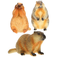 3 Pcs Toys Animal Playset Groundhog Figurine Simulation Model Simulated Wild Animals Puppet