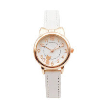 Girls' Quartz Watch, Colorful Bow Wristwatch for Students, Gold-White