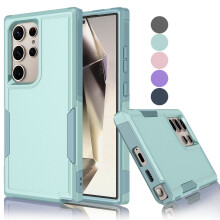 Compatible with Samsung Galaxy S24 Ultra Case, sturdy 6.8" shockproof heavy duty armor bumper, hard plastic & rubber rugged 2-in-1 cover - Mint
