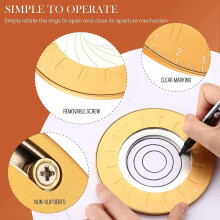 Circle Drawing Maker, Adjustable Circle Template with Ruler, Aluminum + Stainless Steel Drafting Tool for Measuring & Drawing, 1pc