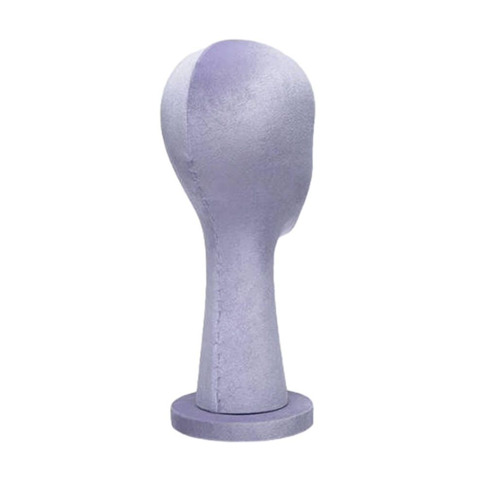 Unisex Purple Velvet Mannequin Head For Wigs And Hats With Stable Weighted Base, Cream