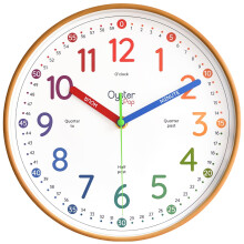 Kids Wall Clock  Silent NonTicking Rainbow Teaching Clock for Classrooms and Bedrooms, Easy Time Learning