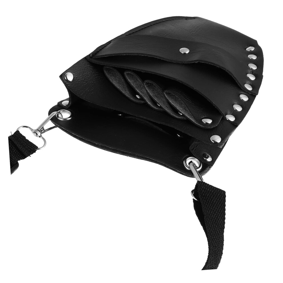 Hairdressing Scissors Pouch with Multiple Tool Compartments and Secure Holders for Barber Waist Use