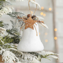 White Christmas Ornaments, Tree Decor with Cones Garland, Foam Baubles Hanging Festive Decoration