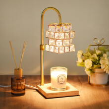 Candle Warmer Lamp with Timer, Dimmable Height Adjustable Wax Warmer for Jar Candles, Crystal Cube Decor