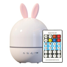 Bunny Star Projector Night Light for Kids Room, Rotating LED with 8 Music Modes and 6 Films, USB Rechargeable