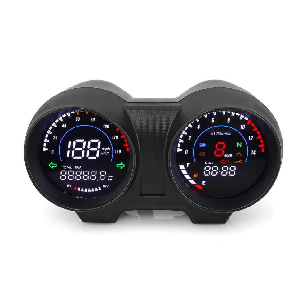 Motorcycle Digital Tachometer Dashboard Rpm Meter With Fuel Gauge Mph Kmh For Titan 150 Cg150 Fan150 9455672603881