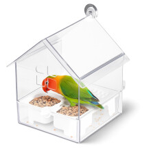 Transparent Hanging 2 in 1 Bird Feeder and Bath for Small Birds, Easy Clean, WeatherResistant, White