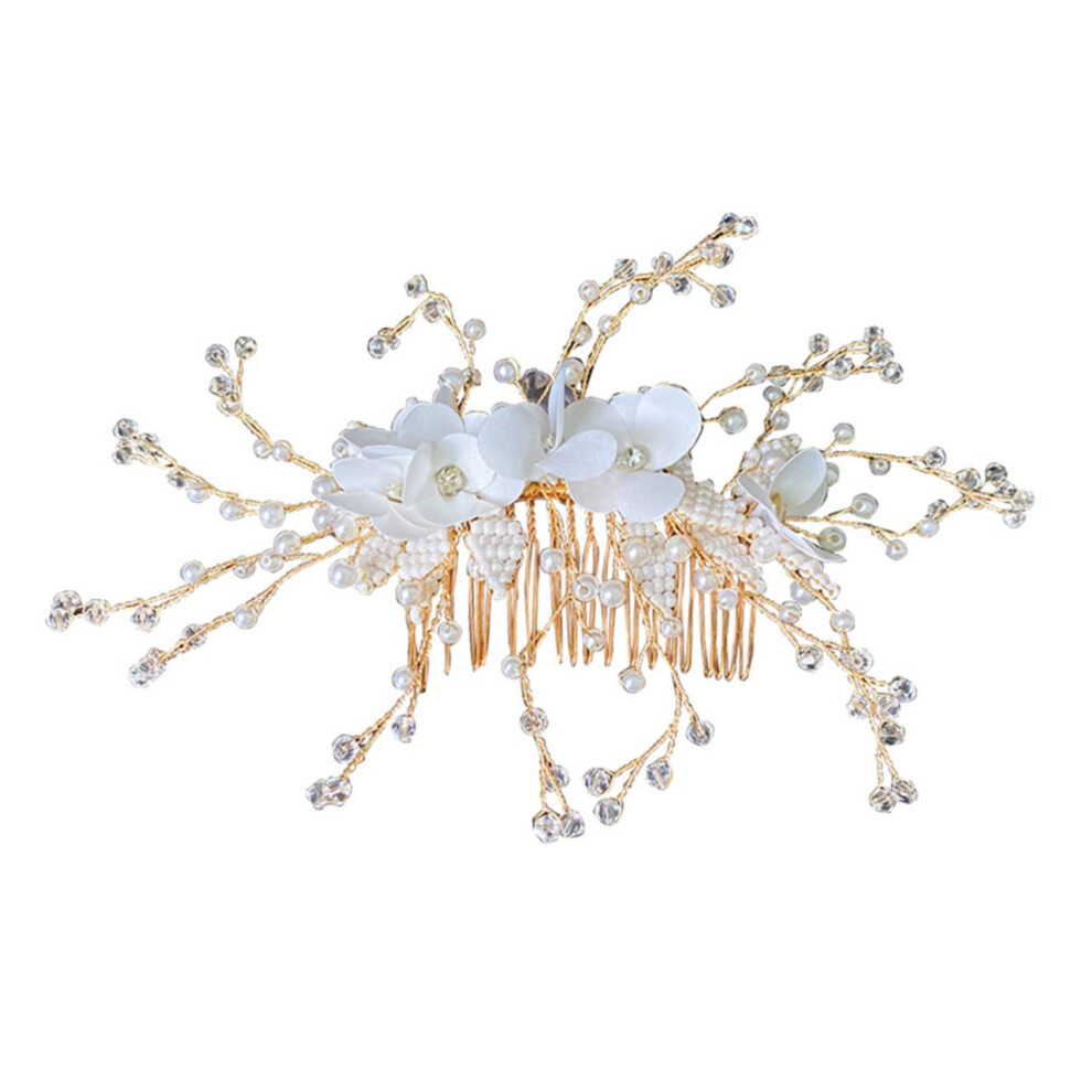 Unisex Bridal Rhinestone Hair Comb With Elegant Floral Design For Weddings And Formal Events