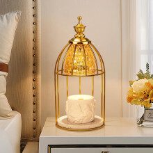 Vintage Birdcage Candle Warmer Lamp with Timer and Dimmer, Gold Electric Flameless Scent Release