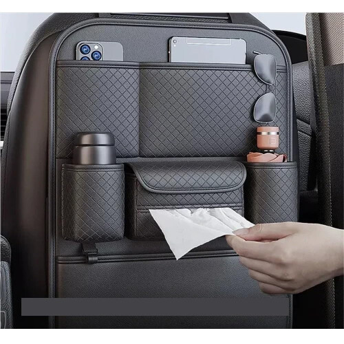 Car Seat Back Organizer Waterproof MultiPocket Capacity Backseat Storage Bag AntiKick Mat 1pc 1