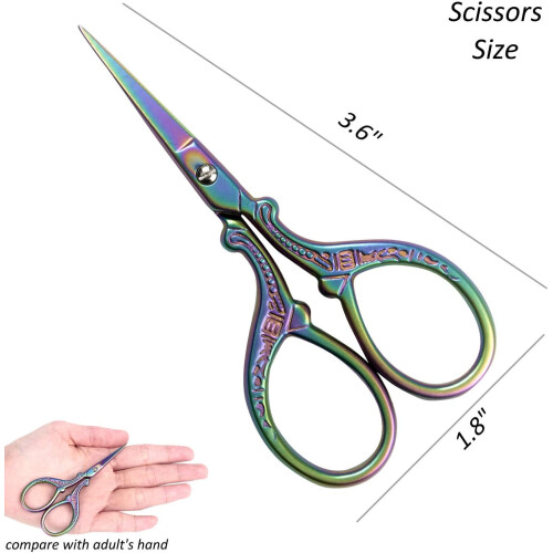 BIHRTC 3.6" Mini Embroidery Scissors Sewing Craft Scissors Stainless Steel compatible with Sharp Tip Shears for Needlework Threading Art DIY Tools 1