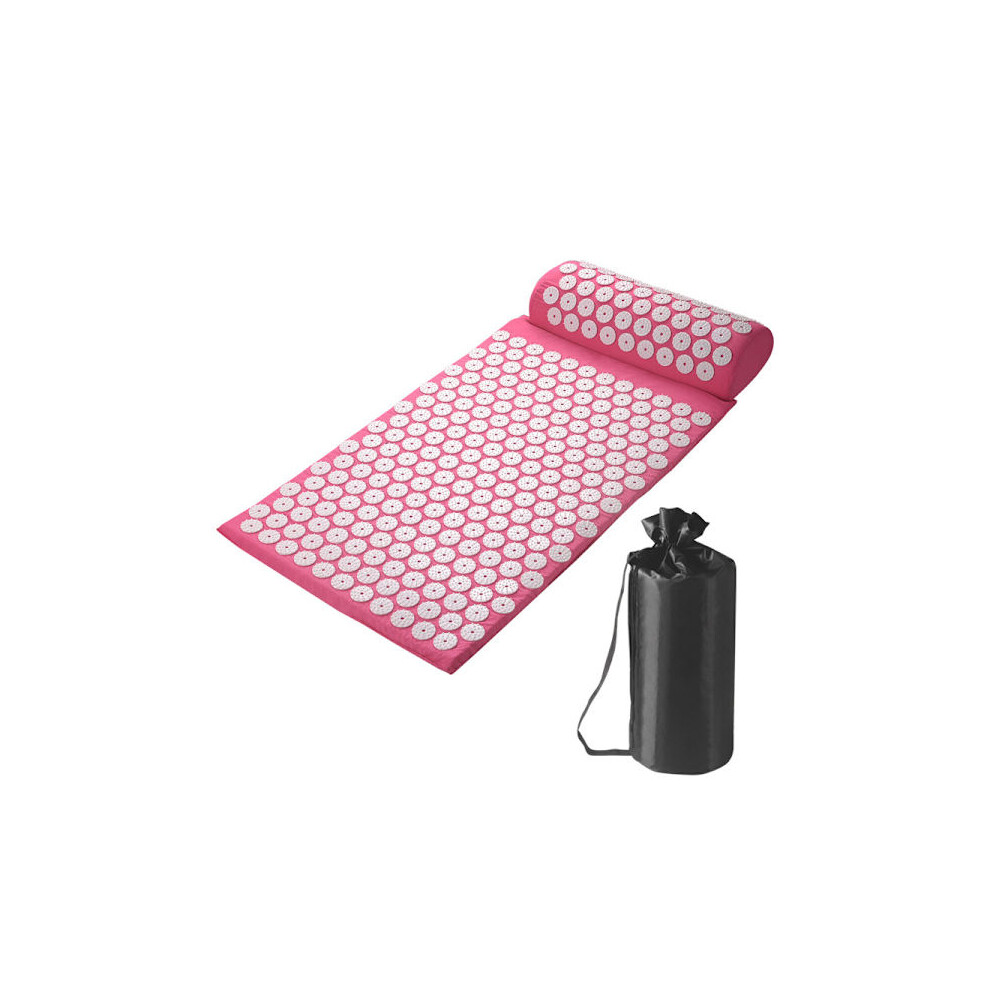 Acupressure Mat And Pillow Set With Bag Acupuncture Mat For Neck And Back Pain, Muscle Relaxation Stress Relief, Sciatica Pain Relief Pillow - Pink