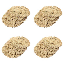 16X Round Woven Placemat for Dining Table,Natural Braided Rattan Tablemat Hollow Wicker Plates