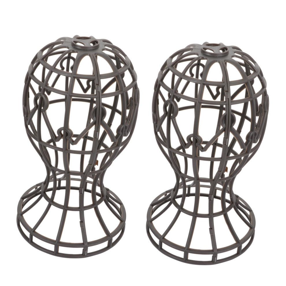 Unisex Grey 2Pcs Plastic Wig Stand Stable Foldable Holder For Styling Display Hats And Accessories