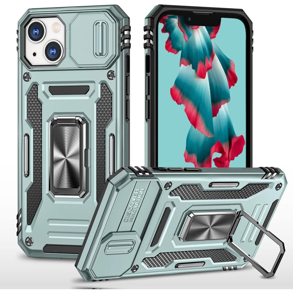 Phone Case Compatible With Iphone 14 Pro Max, Built-In Kickstand & 360 Rotating Ring Stand, Magnetic Protective Cover - Teal Blue 9009879021865