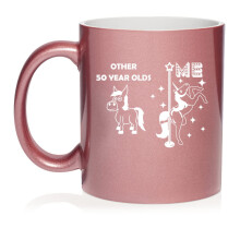 50 Year Old Superstar Unicorn Funny 50th Birthday Ceramic Coffee Mug Tea Cup Gift for Her, Friend, Coworker, Sister (11oz Rose Gold)