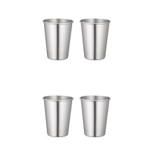 4 Psc Stainless Steel Cups for Kids and Toddlers, Cups for Home, Camping and Travel, Metal Drinking Glasses Tumblers Friendly Milk Tin Cups