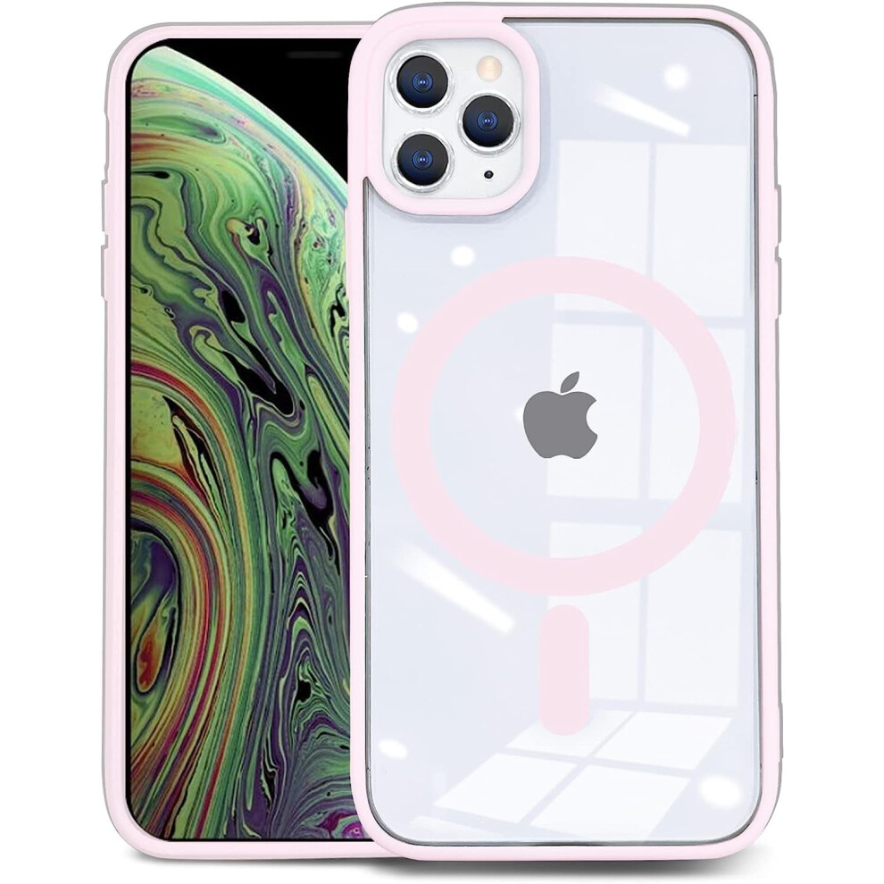 Slim Thin Clear Phone Case For Iphone 11 Pro 5.8 Inch, Compatible With Magsafe, Anti-Yellowing Shockproof Cover - Candy Pink 9009879021735