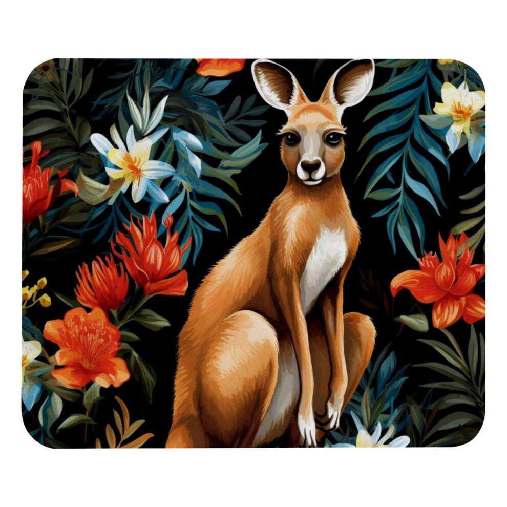 Square Mouse Pad, Non-Slip Rubber Base Computer Mousepad For Office Laptop - Kangaroo Flower Red 9180479483731