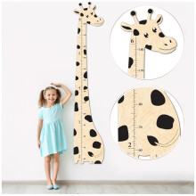 Wooden Growth Chart for Kids with Giraffe Design, Custom Name Height Ruler up to 6ft