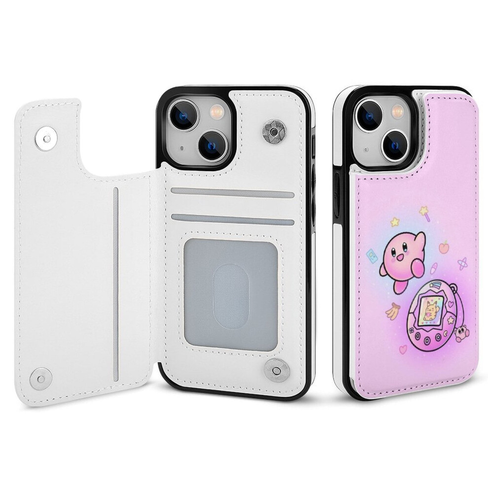 Kirby Compatible With Iphone 14 Wallet Case, Pu Leather Flip Folio With Card Holder, Kickstand & Magnetic Clasp, Shockproof Cover For Women 9557311166853