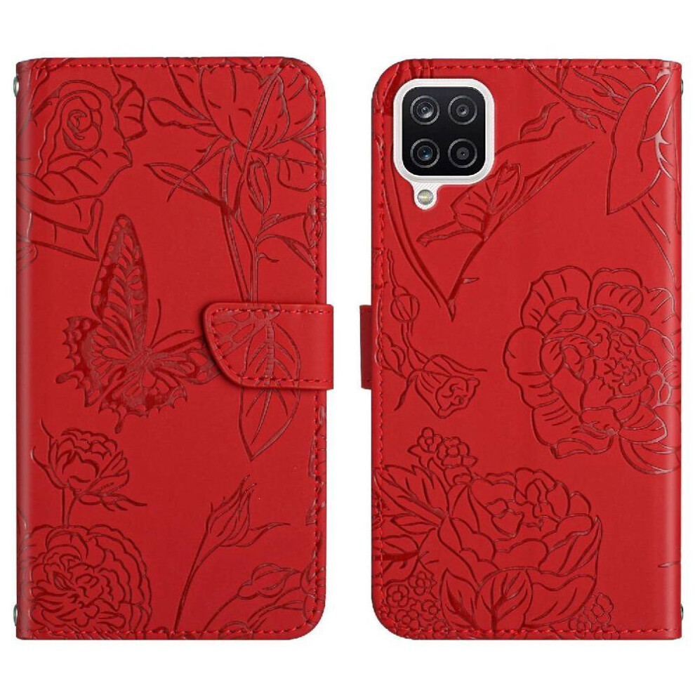 Case For Compatible With Samsung Galaxy A22 4G, Pu Leather Flip Cover With Flowers & Butterflies, Anti-Drop Shockproof Protection, Includes Wrist 9557311167096