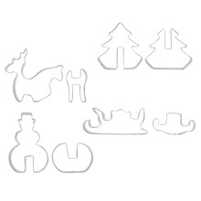 Yonrjhukm 8 Piece Set Christmas Stainless Steel Three Dimensional Cutting and Shaping Mould