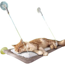 Cat Hammock Window Mounted Sunny Seat Resting Safe Kitty Sill Cozy Cat Perch, Grey, Medium