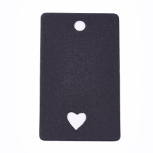 100pc Paper Price Tags Hang Tags for Jewelry Display Arts and Crafts Wedding Christmas Rectangle with Heart Black 50x30x0.4mm Hole: 4mm DIY