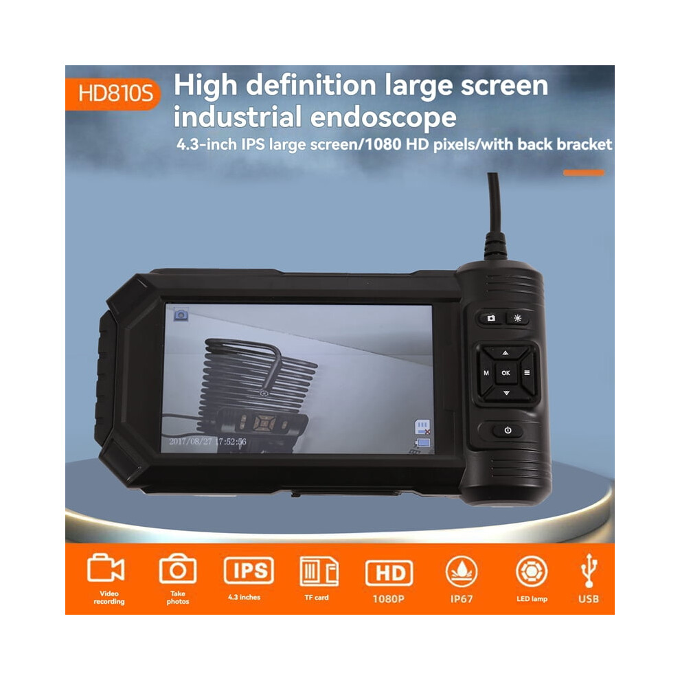 Endoscope Inspection Camera 5In Ips Screen Triple Lens Inspection Camera With 1080P Hd Drain Camera With 32G Card Light 9557311677946