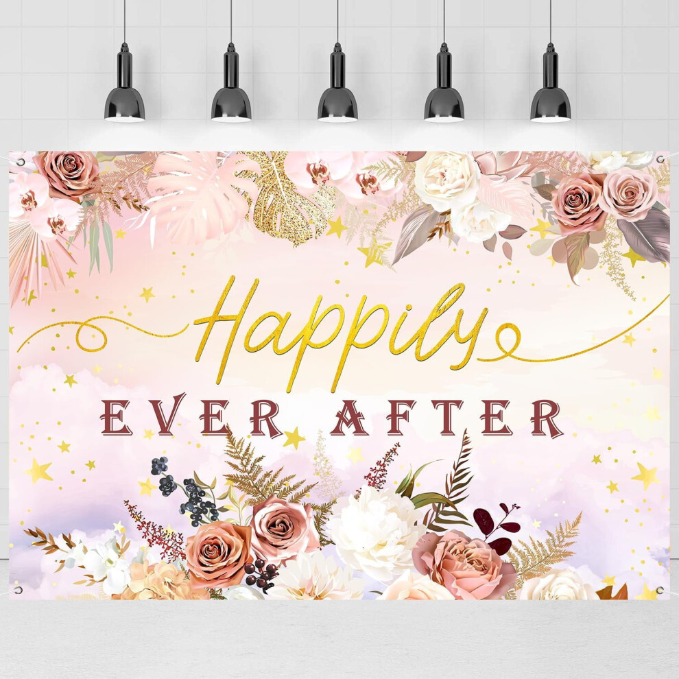 Custom Innoru Happily Ever After Backdrop Banner, Mr & Mrs Wedding Party Photography Poster, Engagement, Anniversary, Bridal Shower, Photo Booth 9557311678530