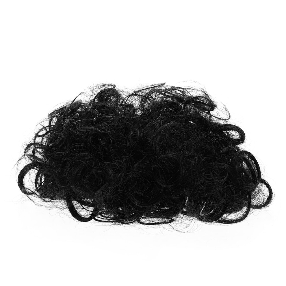 Messy Bun Hair Piece Curly Hair Bun Extension with Drawstring Natural Black Wavy Updo for Women