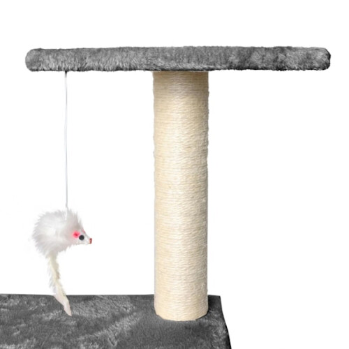 Scratching post with cave, tunnel & plush platforms grey 1