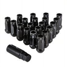 XTMPMY Black Extended Open Ended Steel Wheel Tuner Lug Nuts - 20pcs M12x1.5mm Thread 48mm Length