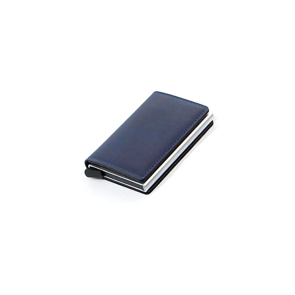 2022 Credit Card Holder Wallet Men Women Rfid Aluminum Bank Card Holder Case Vintage Leather Wallet With Money Clips Blue 9450273700144