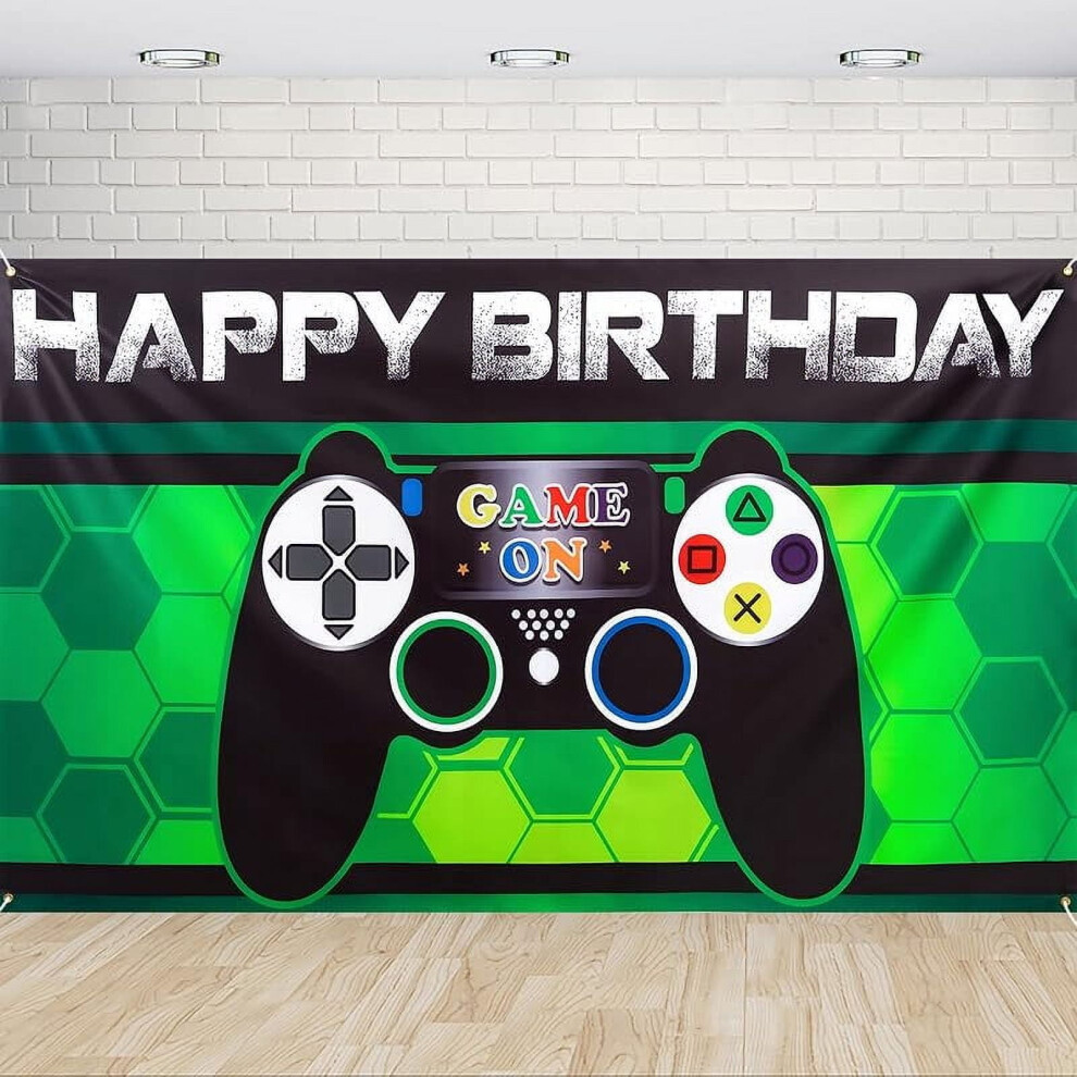 5.9X3.6ft Video Game Birthday Backdrop - Gaming Party Decor, Game On Photo Background, Level Up Theme, Compatible With Xbox & Playstation, Wall 9450273700427