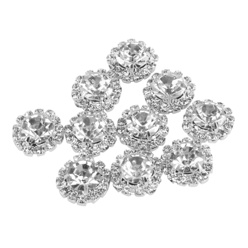 Crystal Rhinestone Button Flat Back Decoration DIY 15mm 50 Pcs Clear 1