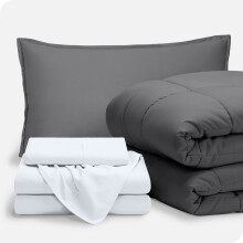 Bare Home 5-Piece Bed-in-a-Bag - Twin XL, Gray with White Sheet Set