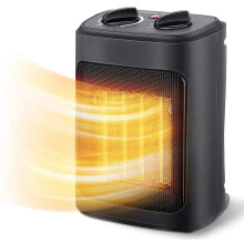 1500W Electric Space Heater with Thermostat, PTC Fast Heating Ceramic Room Heater, Portable Indoor Heater with Fan Mode for Bedroom & Office