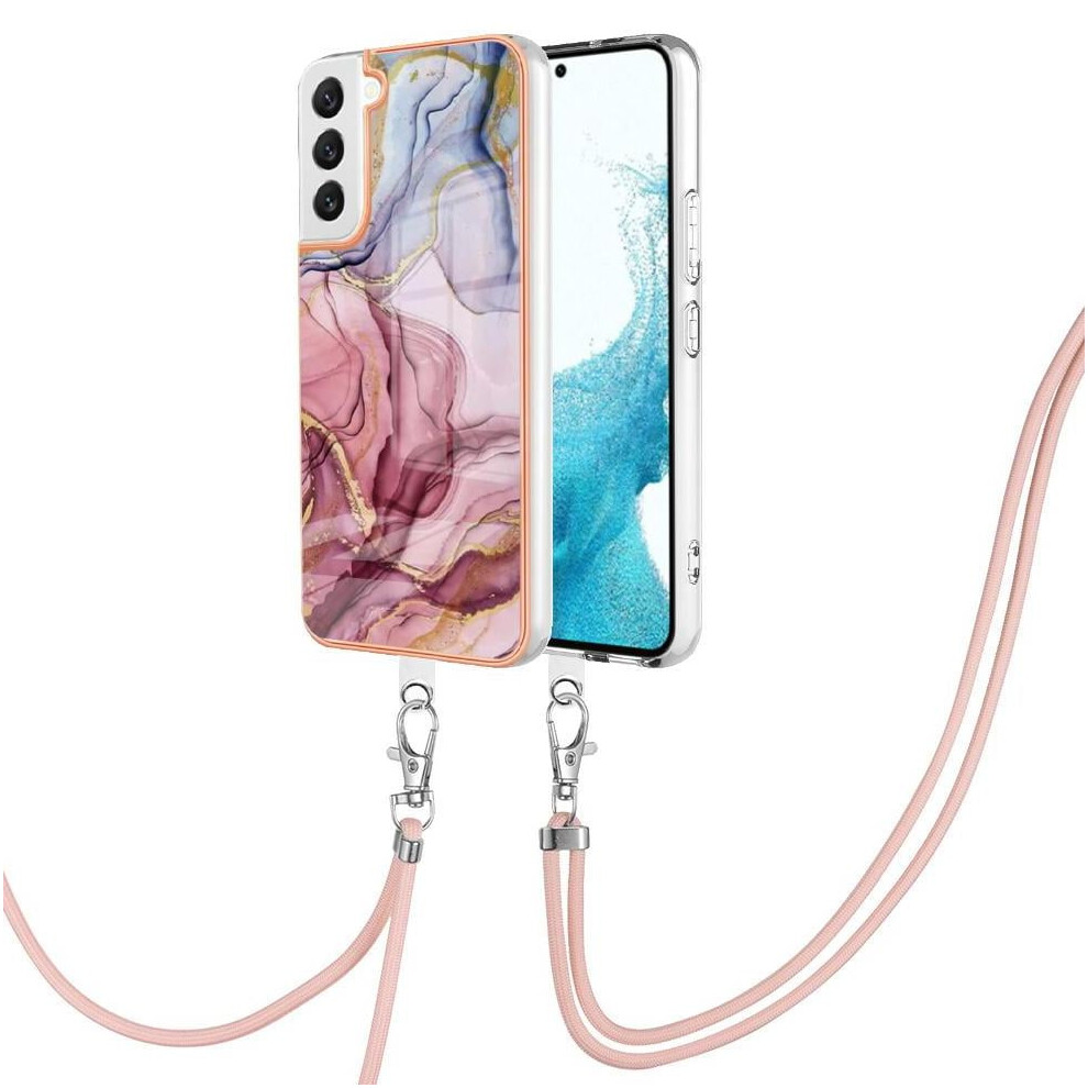 Case For Compatible With Samsung Galaxy S22 Plus 5G Marble Soft Tpu Bumper Cover Detachable Strap Crossbody Lanyard 9193271542780