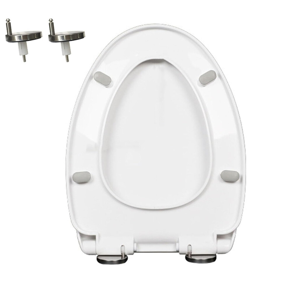 Elongated Slow Close Toilet Seat With Adjustable Hinges, Quick Release Resin, Easy To Clean 47X37cm 9113335491182